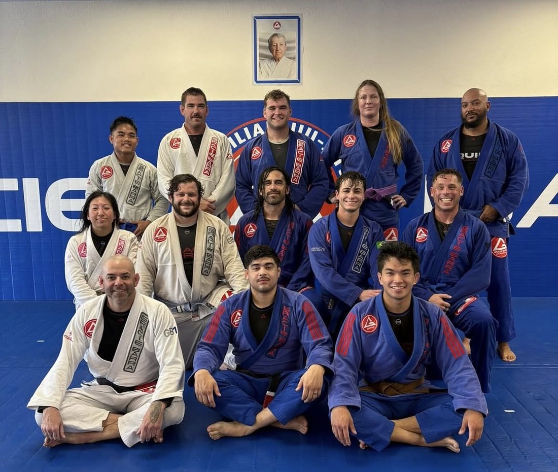 Matt with his Gracie Barra training team